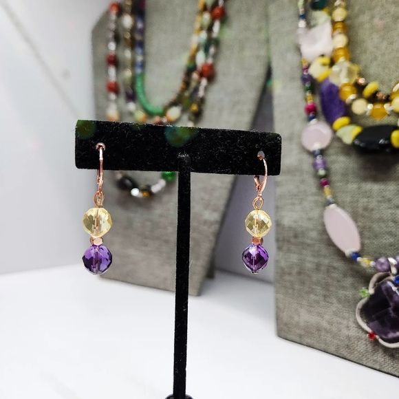 Faceted Amethyst and Citrine Bracelet 8 mm - Picture 4 of 5